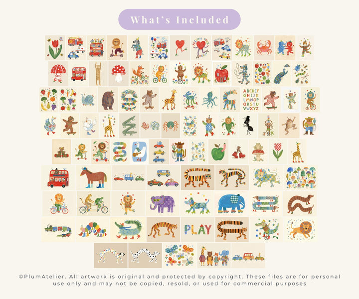 Retro Illustration Printable Wall Art Bundle
