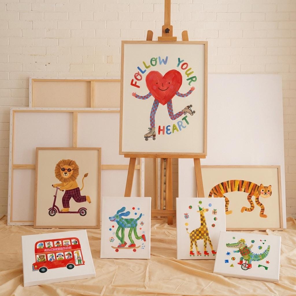 Retro Illustration Printable Wall Art Bundle