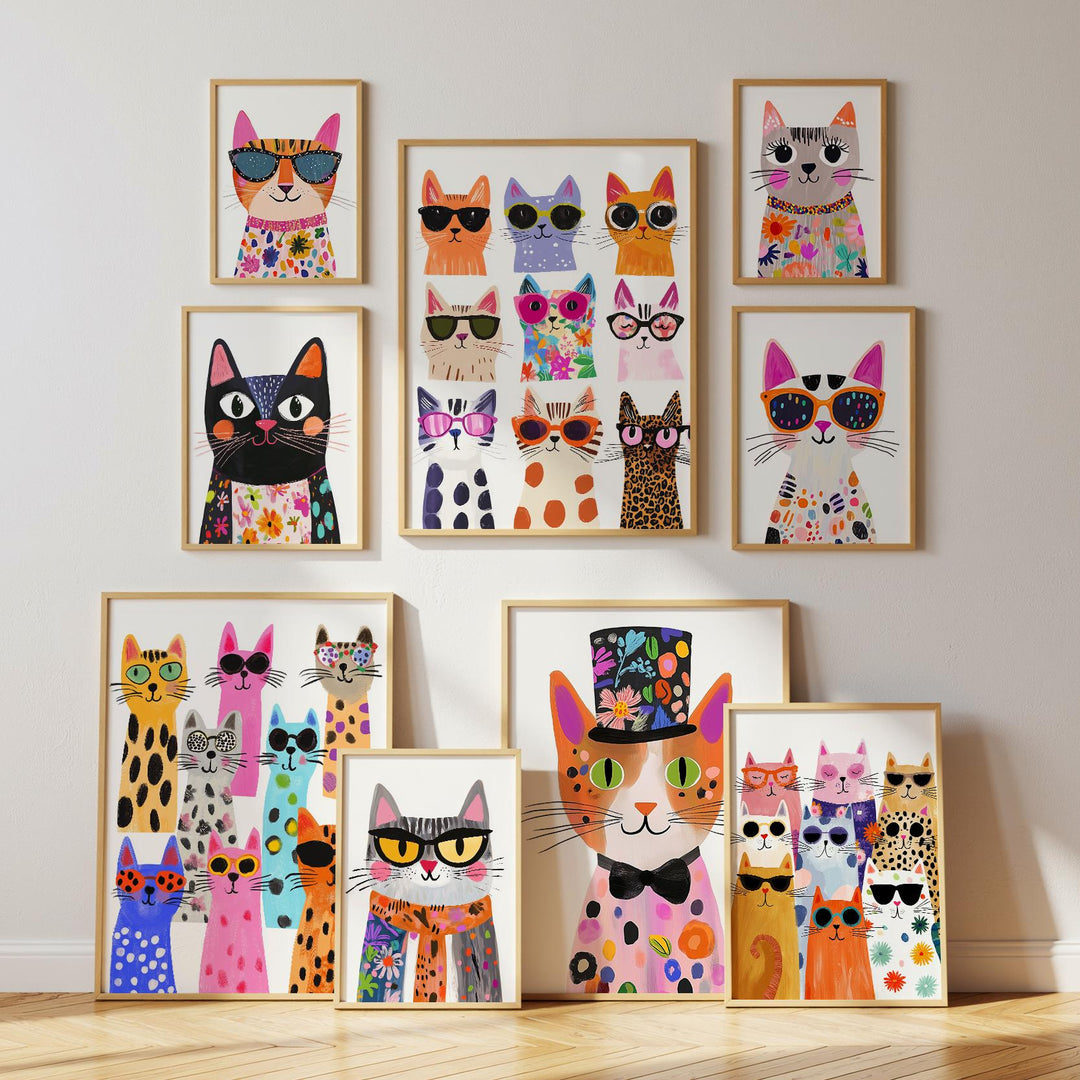 Colorful Cat Of 28 Cat Gallery Wall Animal Art Printable Wall Art Bundle