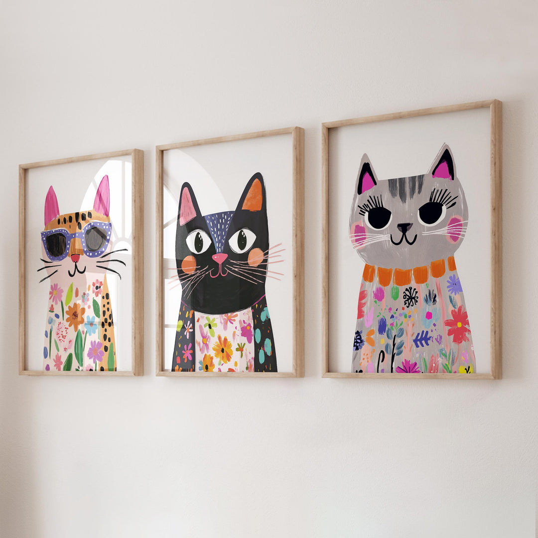 Colorful Cat Of 28 Cat Gallery Wall Animal Art Printable Wall Art Bundle