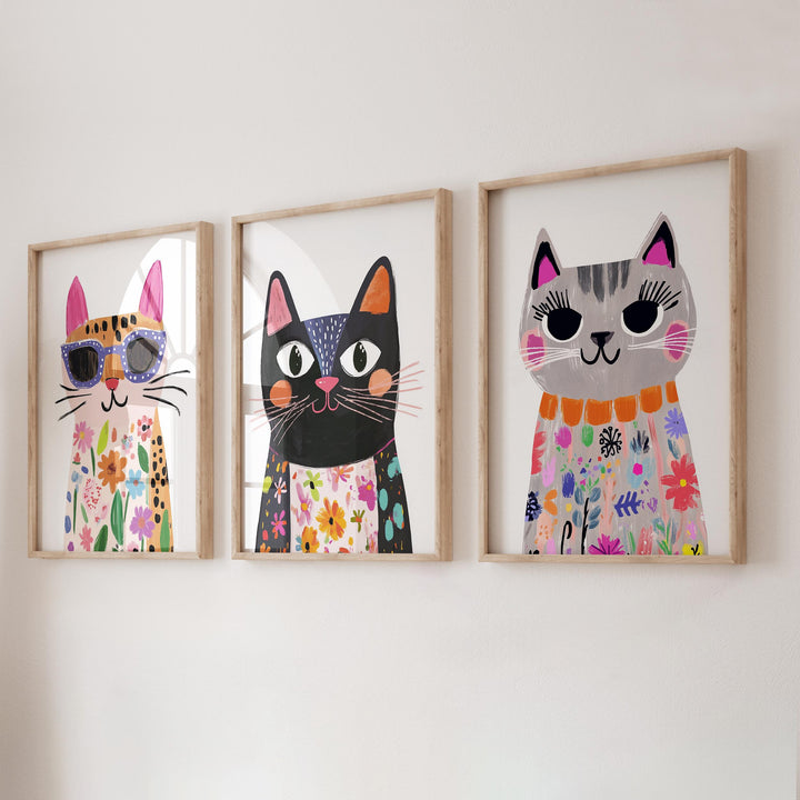 Colorful Cat Of 28 Cat Gallery Wall Animal Art Printable Wall Art Bundle