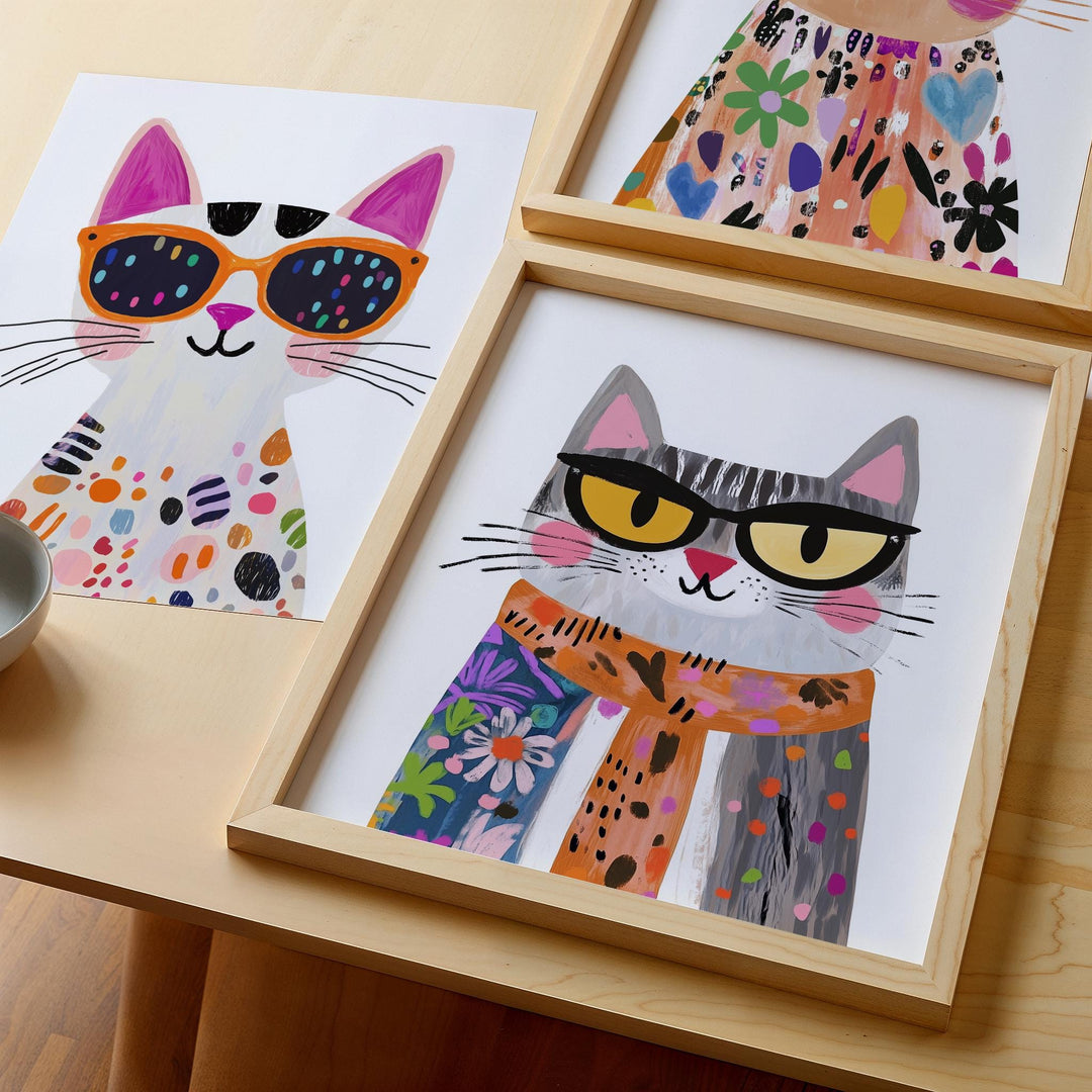 Colorful Cat Of 28 Cat Gallery Wall Animal Art Printable Wall Art Bundle