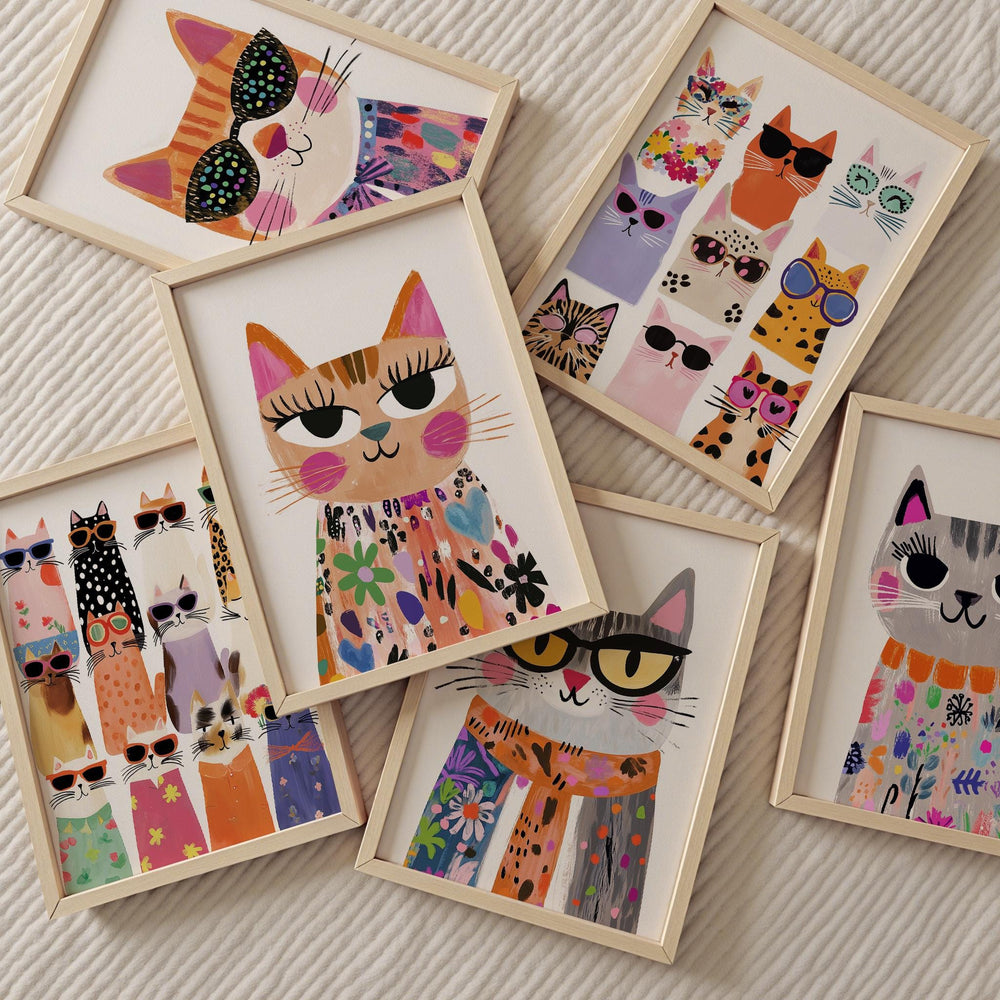 Colorful Cat Of 28 Cat Gallery Wall Animal Art Printable Wall Art Bundle