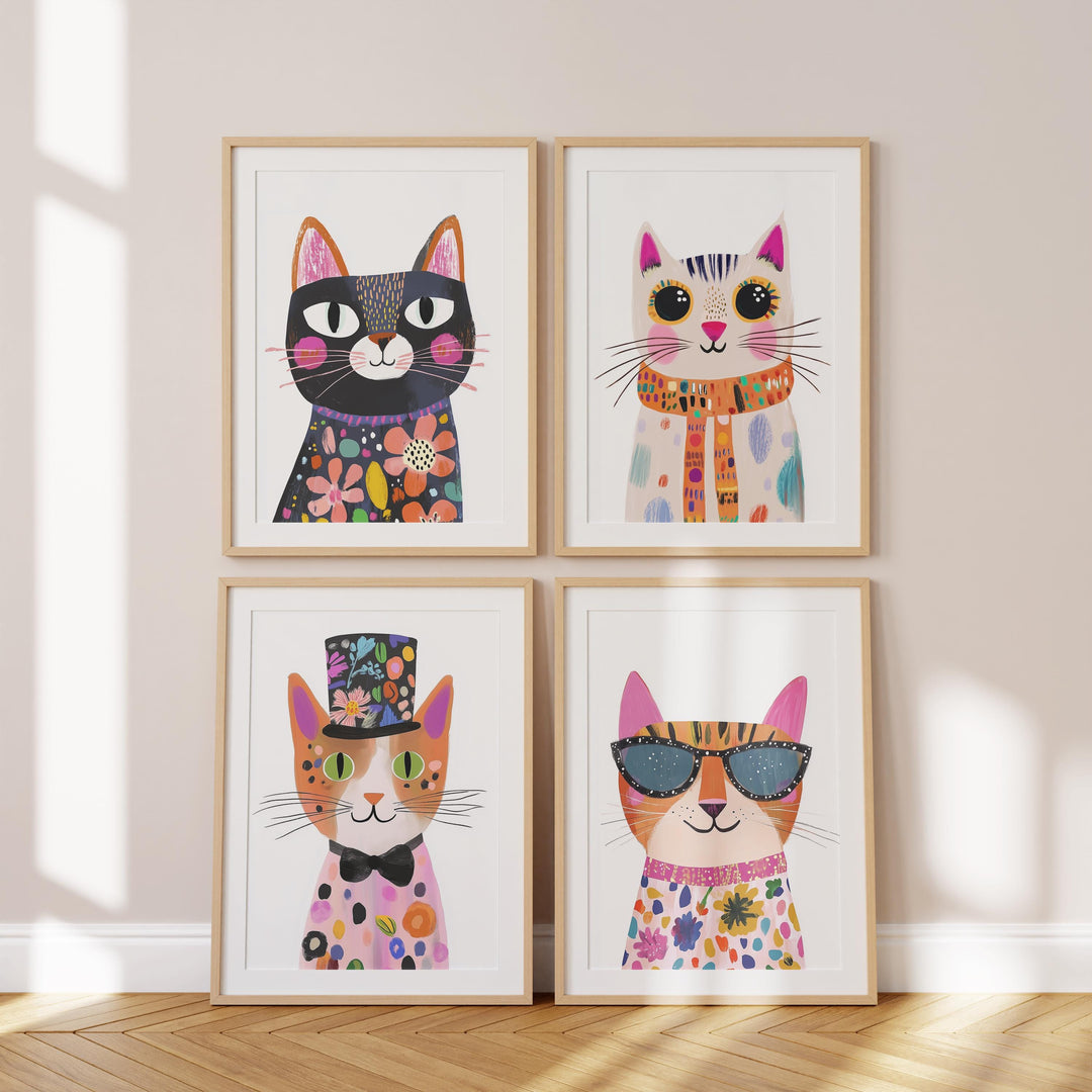 Colorful Cat Of 28 Cat Gallery Wall Animal Art Printable Wall Art Bundle