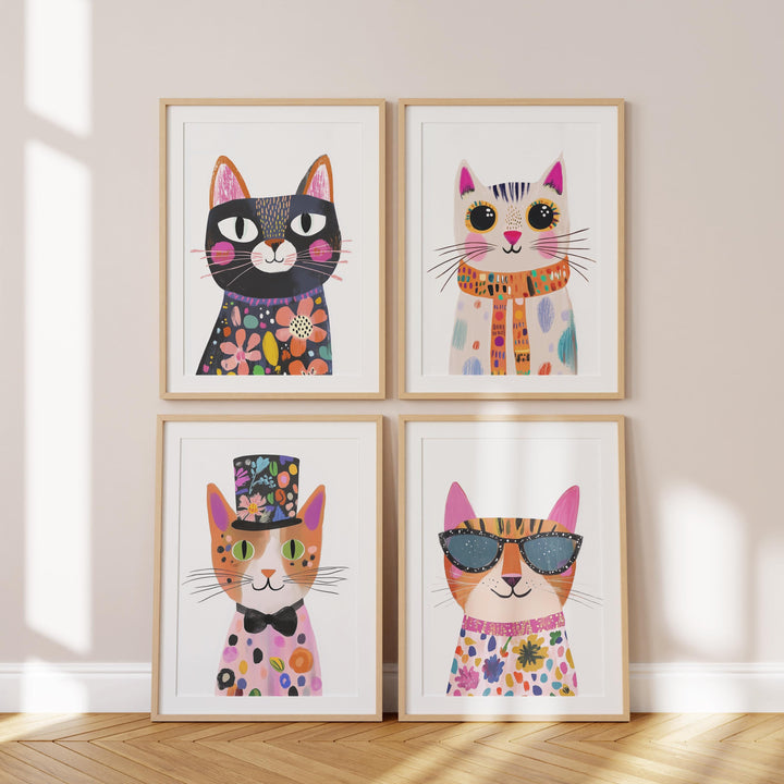 Colorful Cat Of 28 Cat Gallery Wall Animal Art Printable Wall Art Bundle