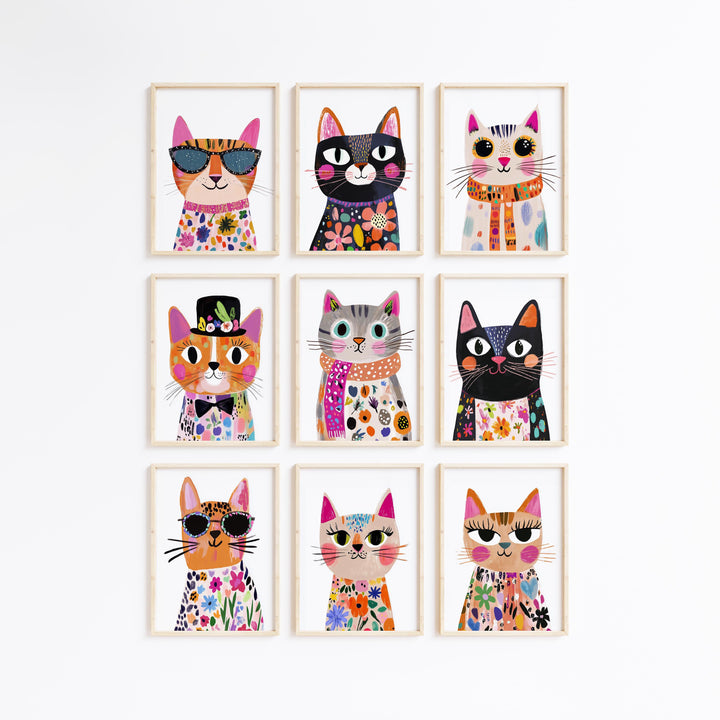 Colorful Cat Of 28 Cat Gallery Wall Animal Art Printable Wall Art Bundle