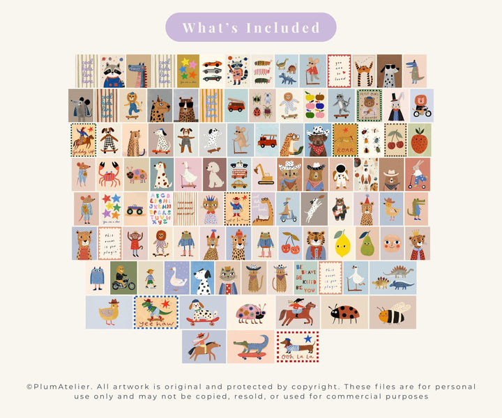 100 Boys Girls Toddler Bedroom Printable Wall Art Bundle