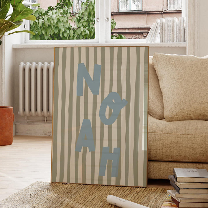 Custom Name Print – Sage Stripe