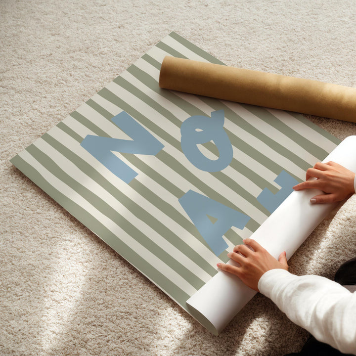 Custom Name Print – Sage Stripe
