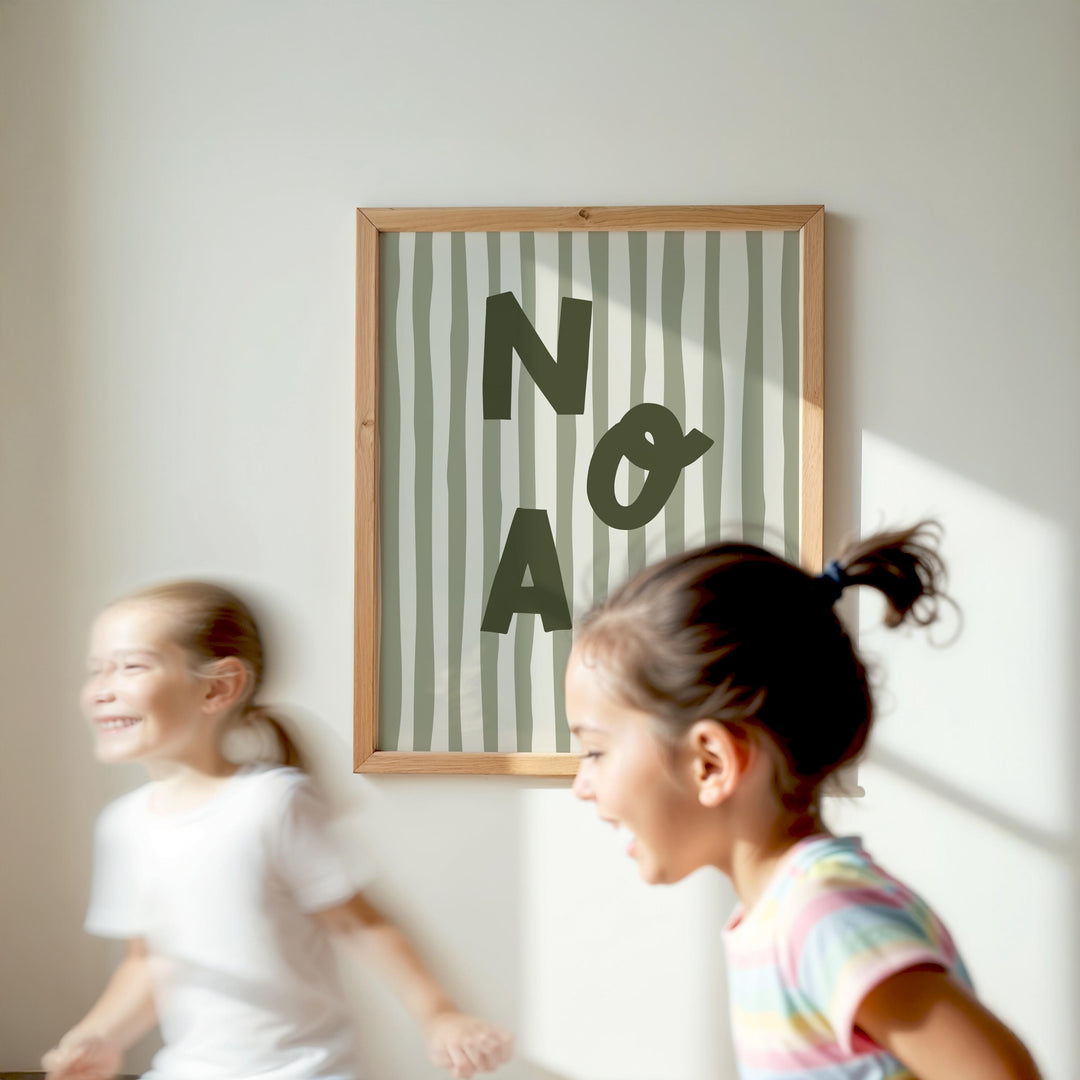 Custom Name Print – Green Stripe