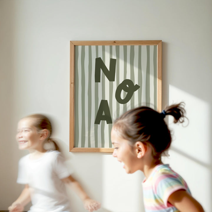 Custom Name Print – Green Stripe