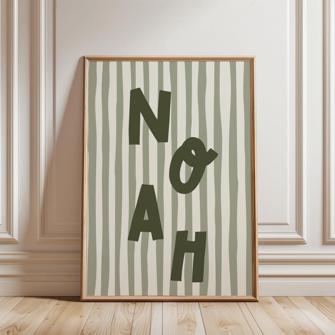 Custom Name Print – Green Stripe