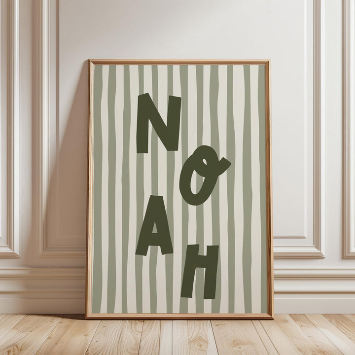 Custom Name Print – Green Stripe