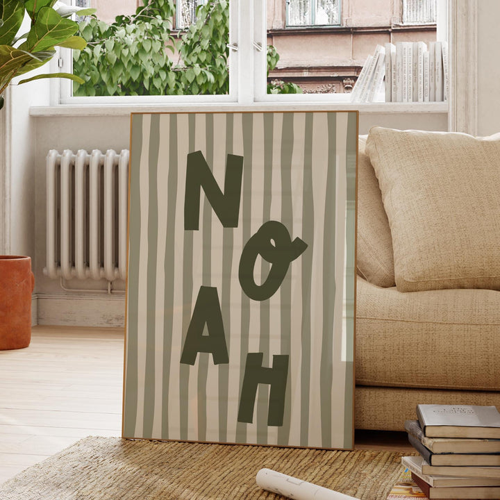 Custom Name Print – Green Stripe