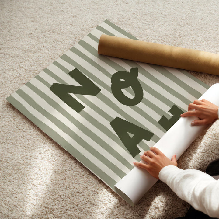 Custom Name Print – Green Stripe