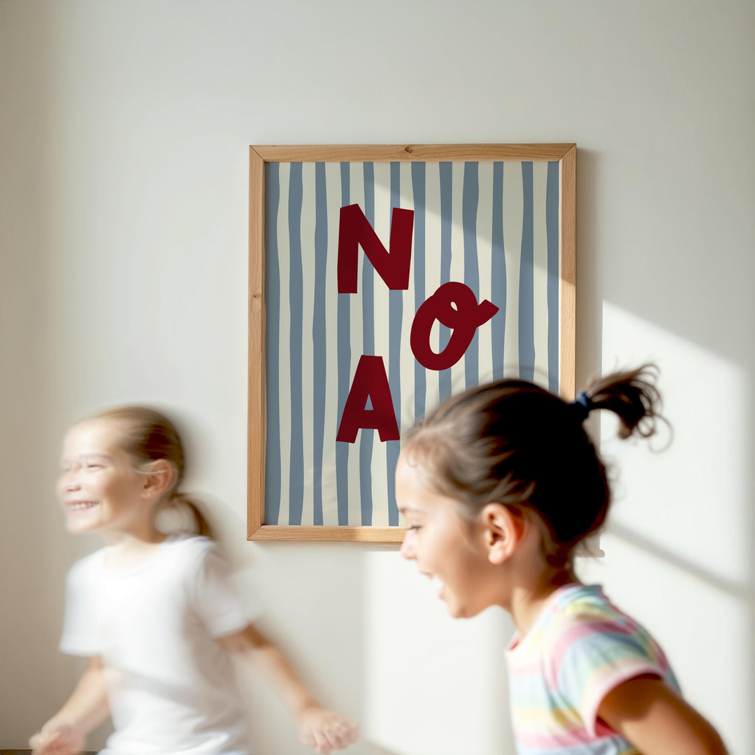 Custom Name Print – Blue Stripe