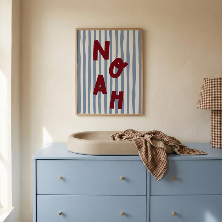 Custom Name Print – Blue Stripe