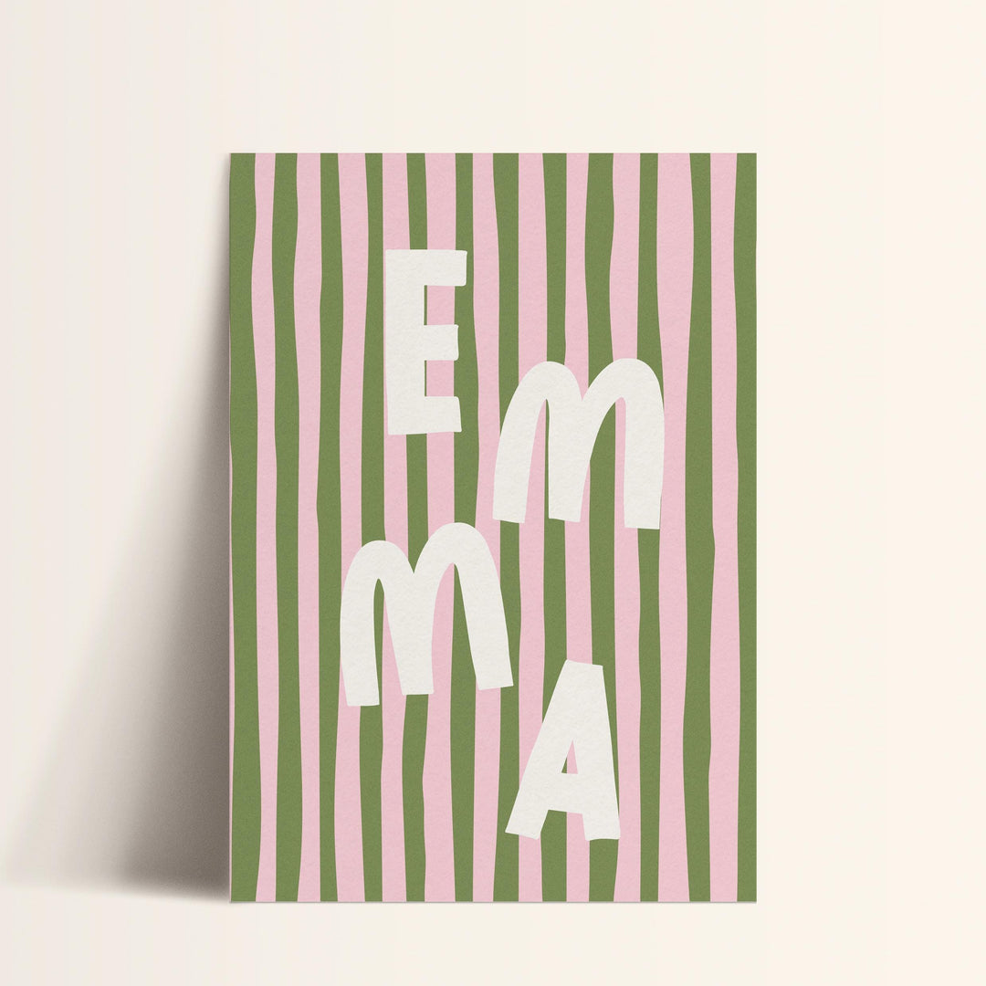 Custom Name Print – Pink Stripe