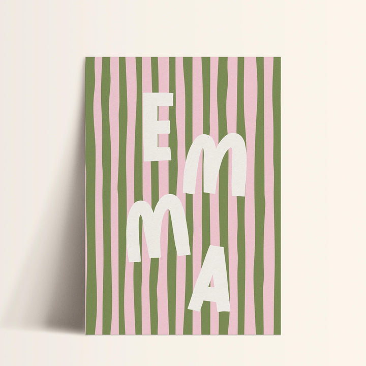 Custom Name Print – Pink Stripe