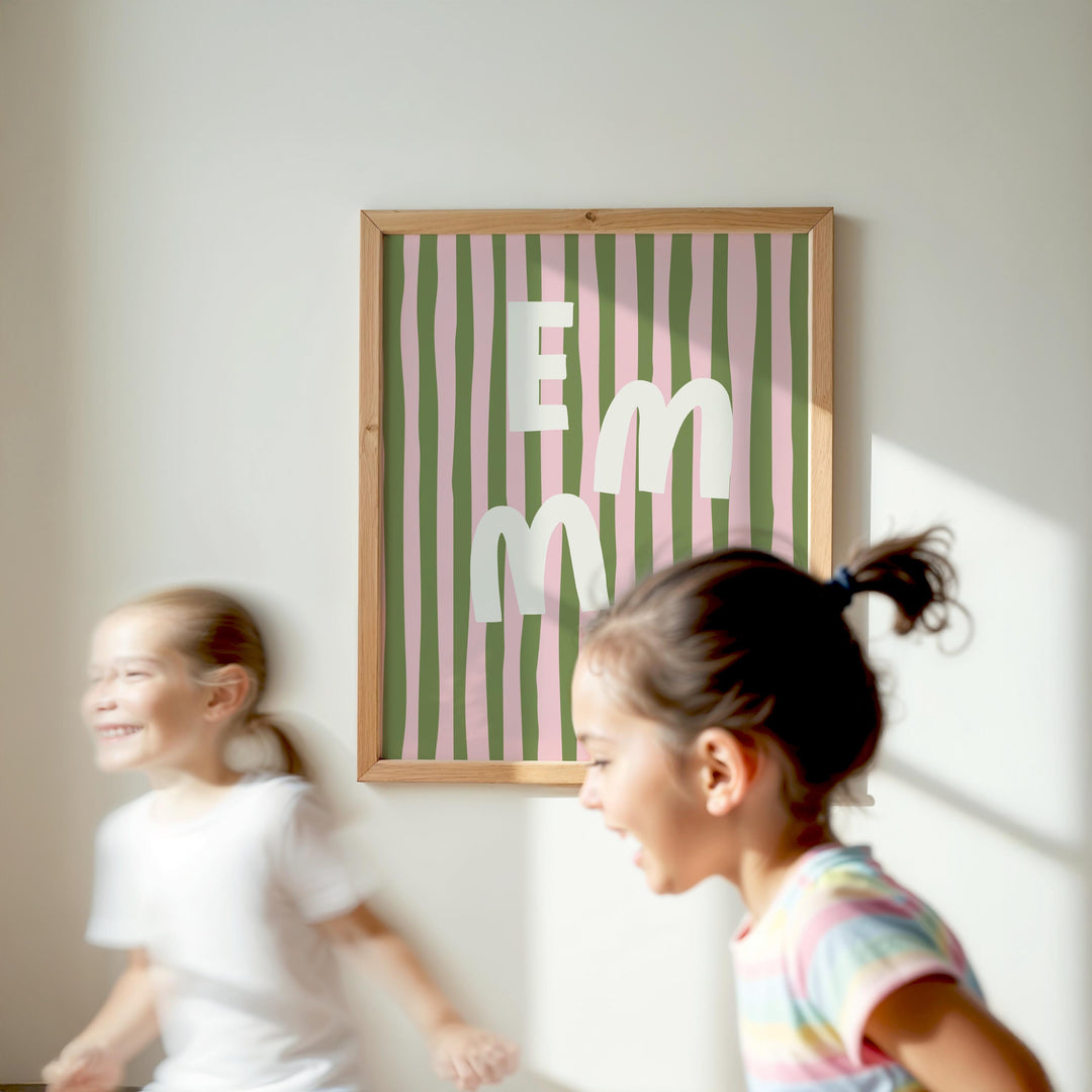 Custom Name Print – Pink Stripe