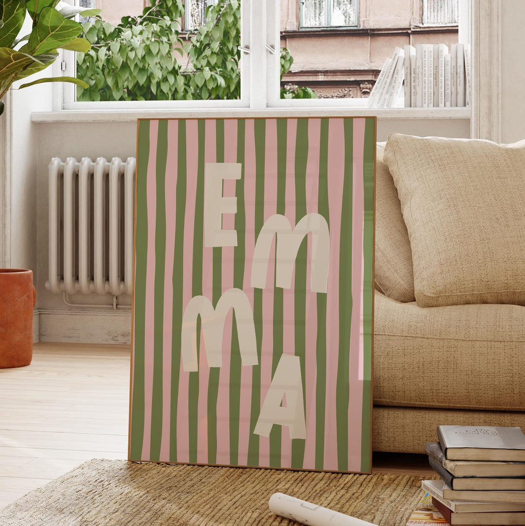 Custom Name Print – Pink Stripe
