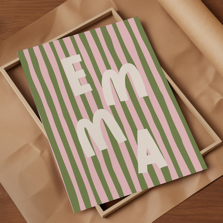 Custom Name Print – Pink Stripe