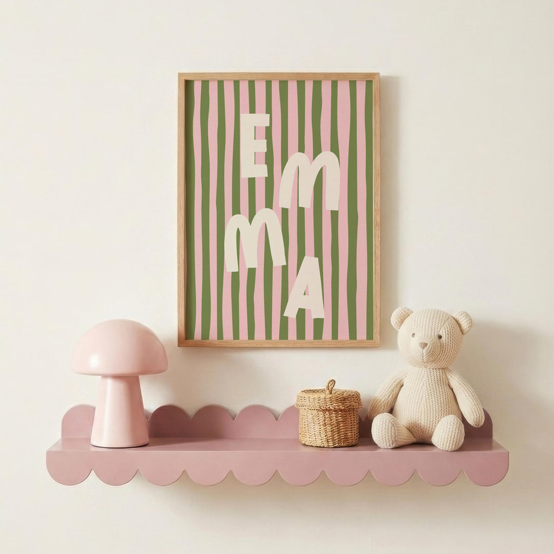 Custom Name Print – Pink Stripe