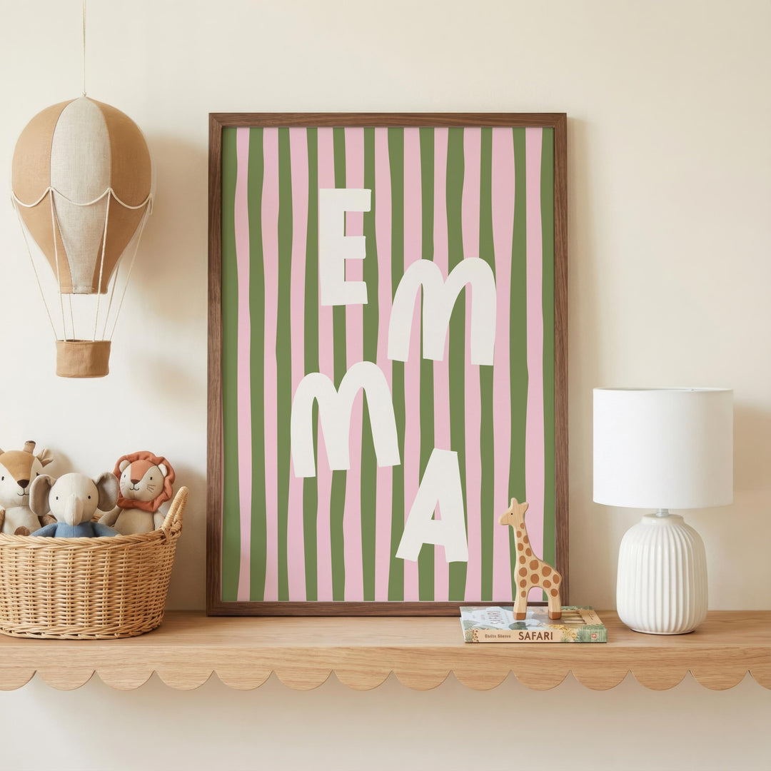 Custom Name Print – Pink Stripe
