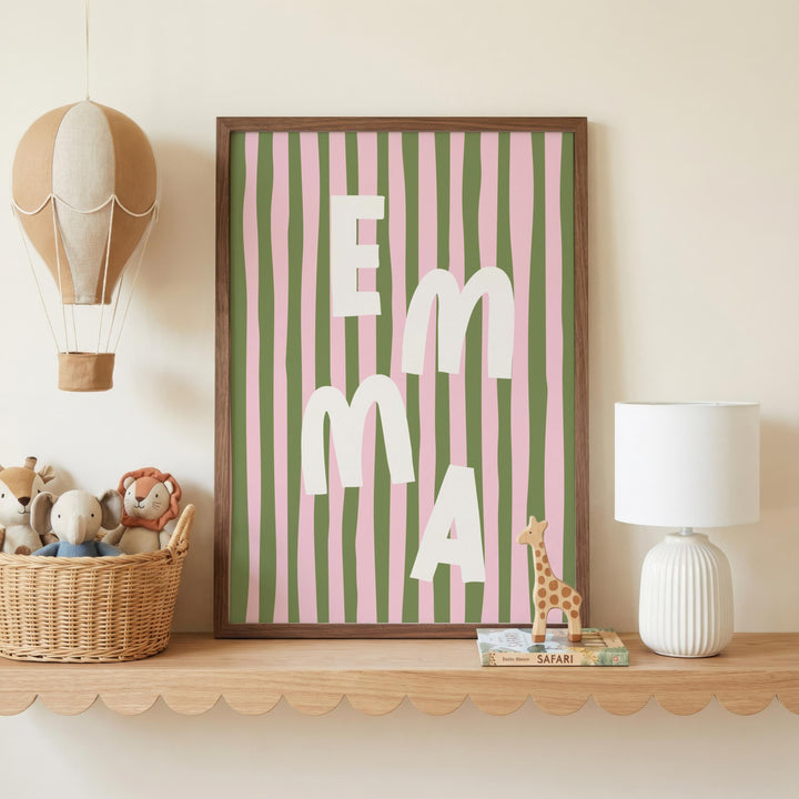 Custom Name Print – Pink Stripe