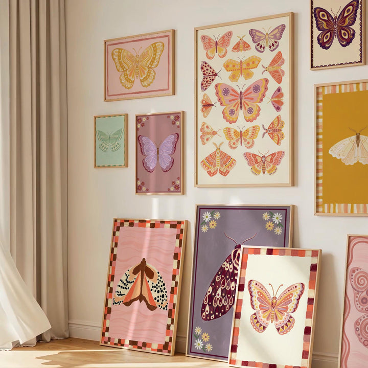 Butterfly Of 25 Pastel Butterfly & Moth Baby Girl Printable Wall Art Bundle