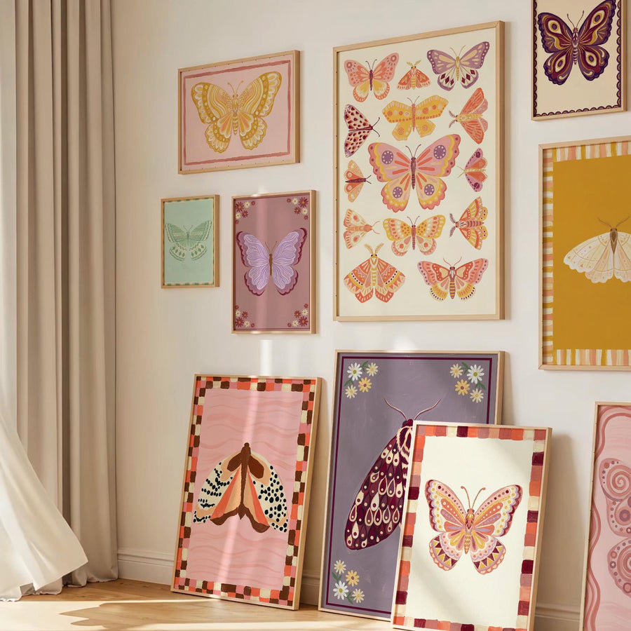 Butterfly Of 25 Pastel Butterfly & Moth Baby Girl Printable Wall Art Bundle