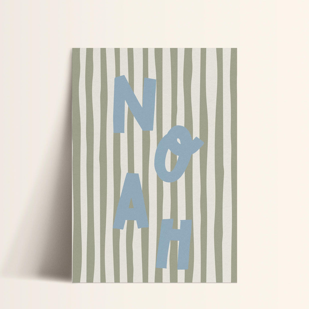 Custom Name Print – Sage Stripe