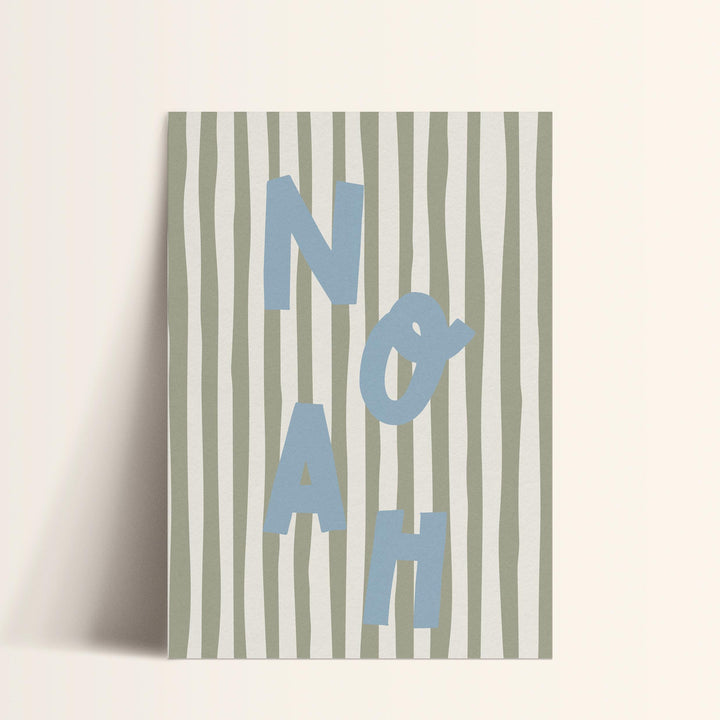 Custom Name Print – Sage Stripe