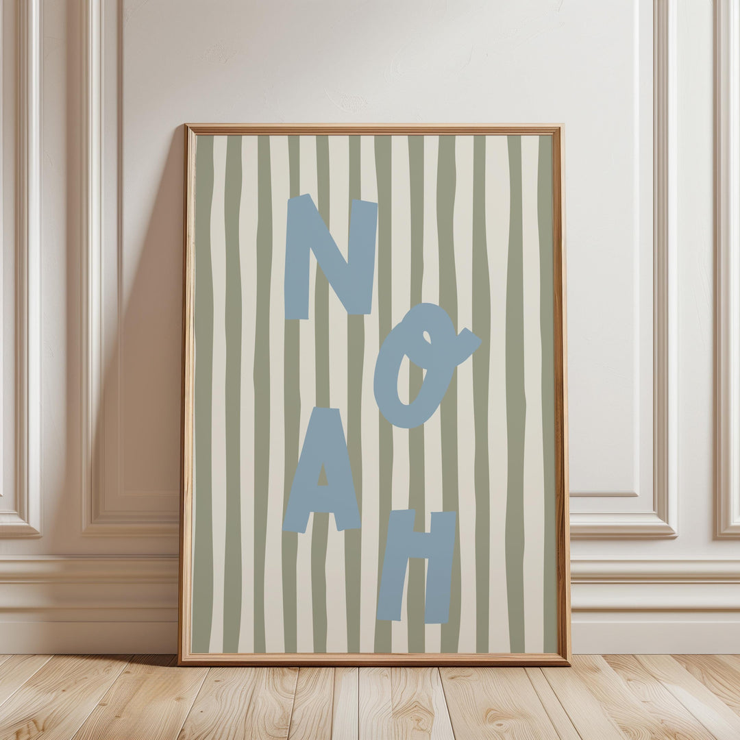 Custom Name Print – Sage Stripe