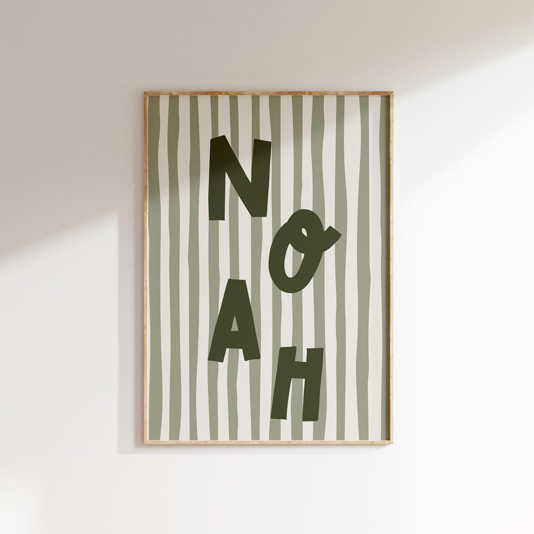 Custom Name Print – Green Stripe
