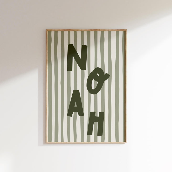 Custom Name Print – Green Stripe