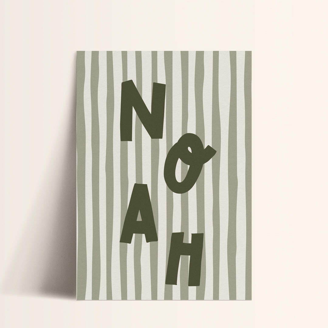 Custom Name Print – Green Stripe