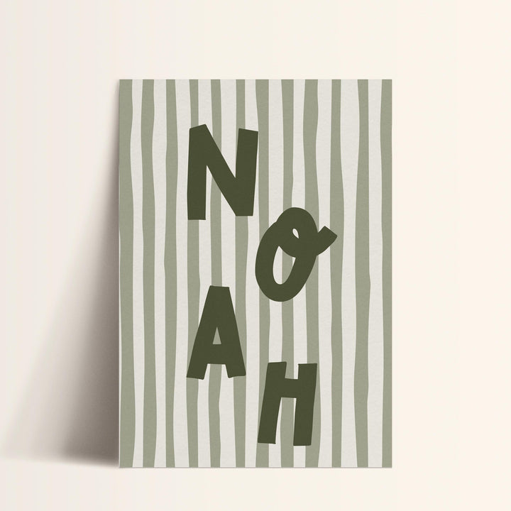 Custom Name Print – Green Stripe