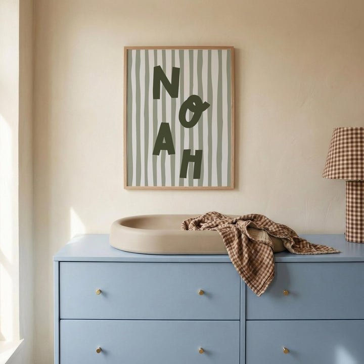 Custom Name Print – Green Stripe
