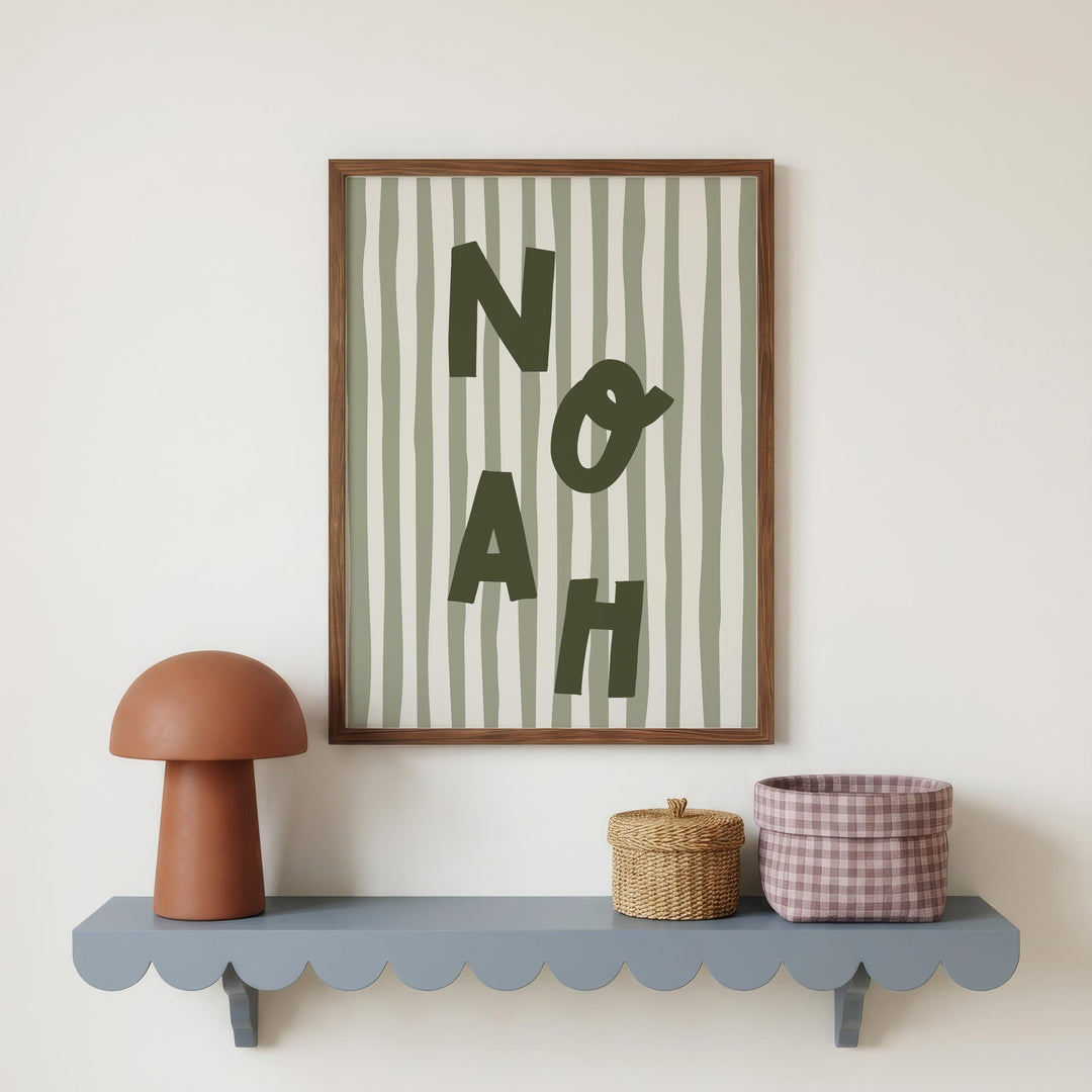 Custom Name Print – Green Stripe