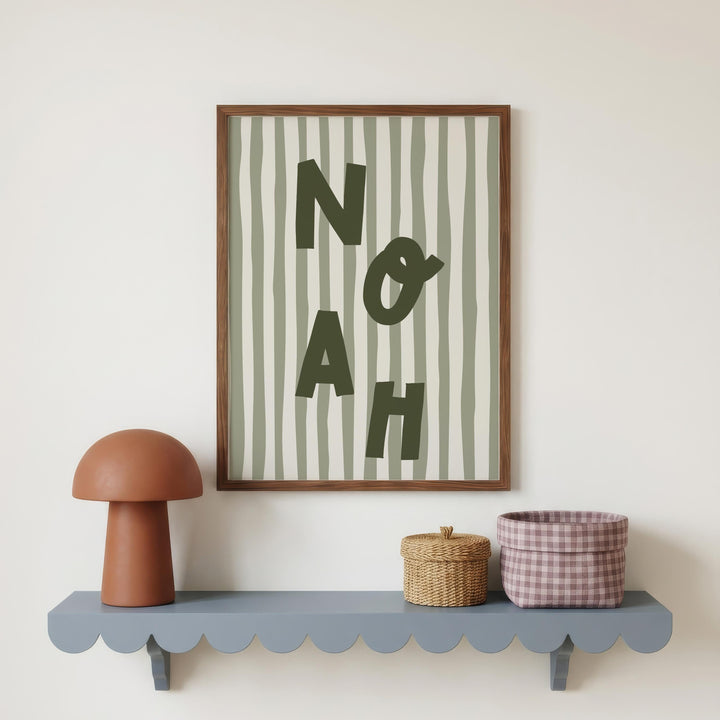 Custom Name Print – Green Stripe