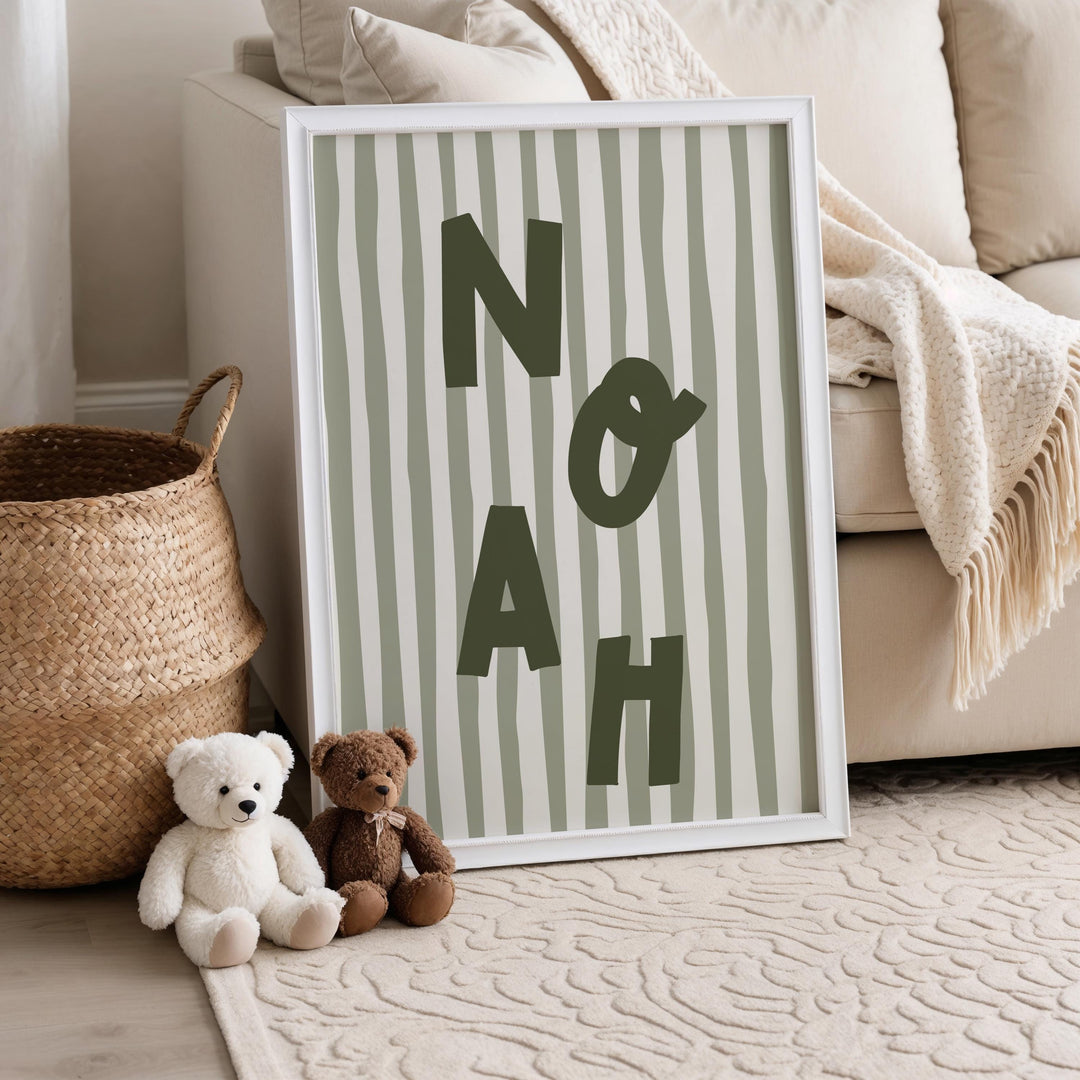 Custom Name Print – Green Stripe