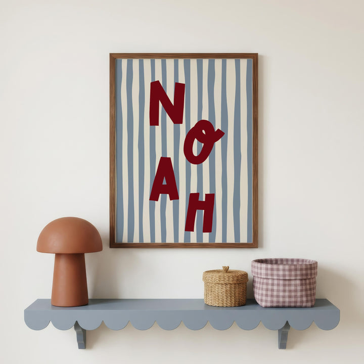 Custom Name Print – Blue Stripe