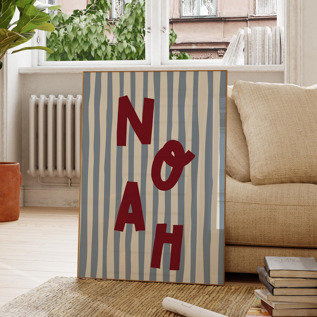 Custom Name Print – Blue Stripe