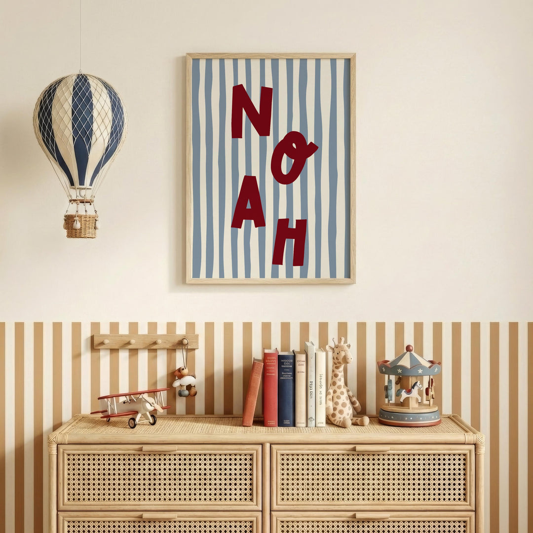Custom Name Print – Blue Stripe