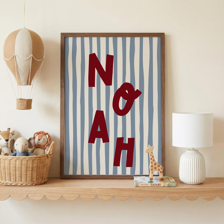 Custom Name Print – Blue Stripe