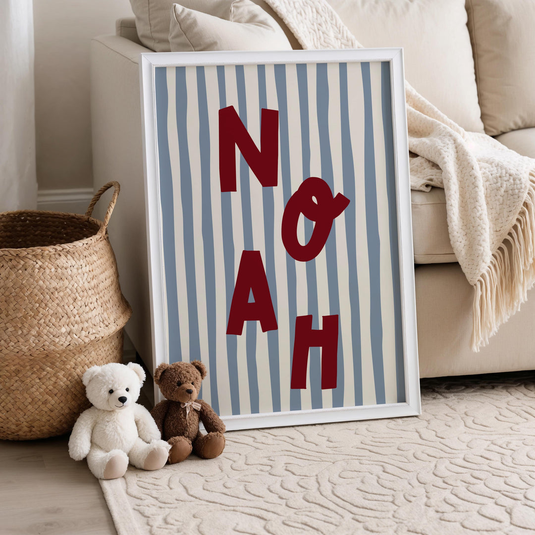 Custom Name Print – Blue Stripe