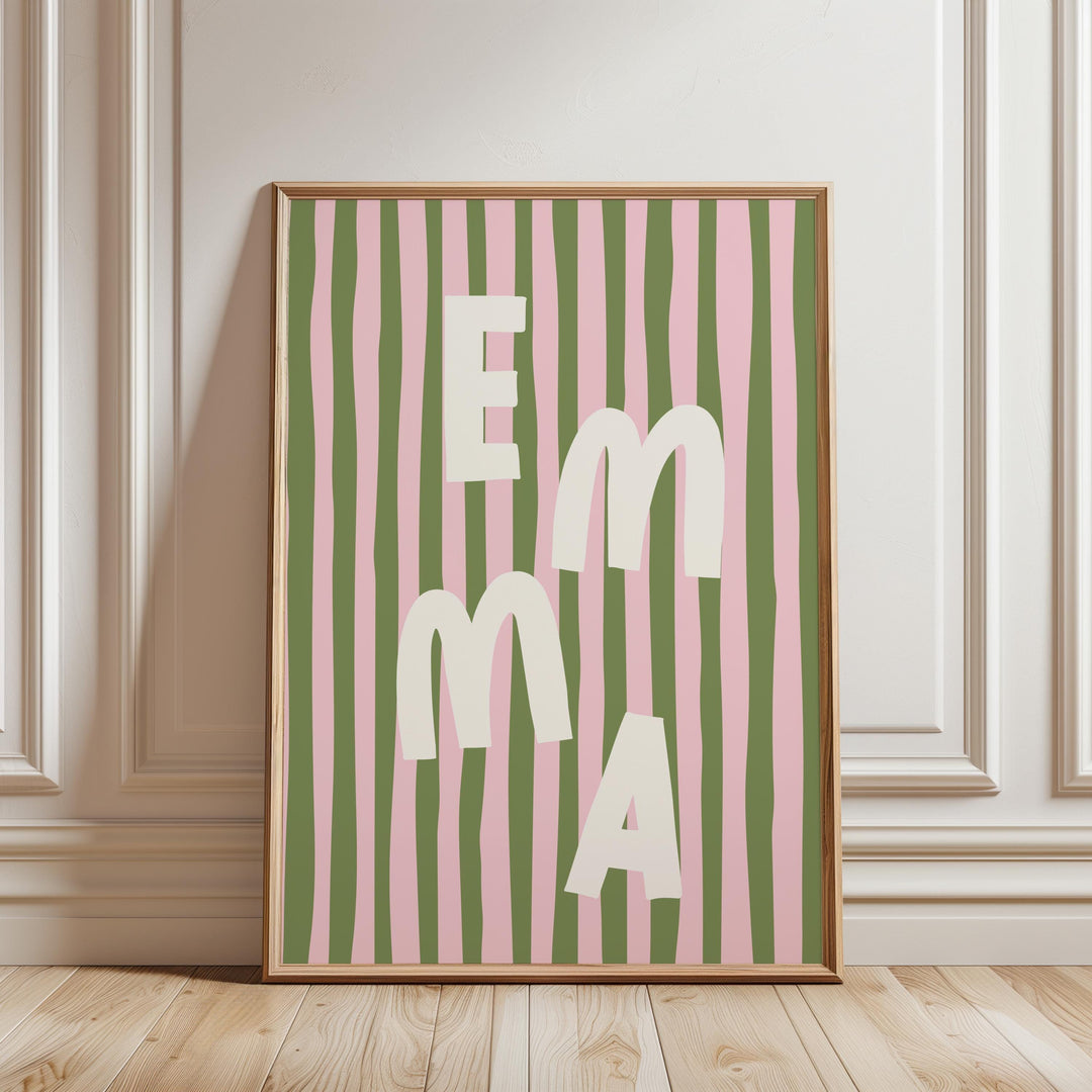 Custom Name Print – Pink Stripe